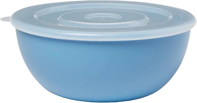 Plastic Mixing Bowl 2.8 L with Measuring Spoons Set – Non-Slip Base, Easy-Pour Spout, Nesting Design, Kitchen Tool Set for Baking, Cooking, and Food Prep