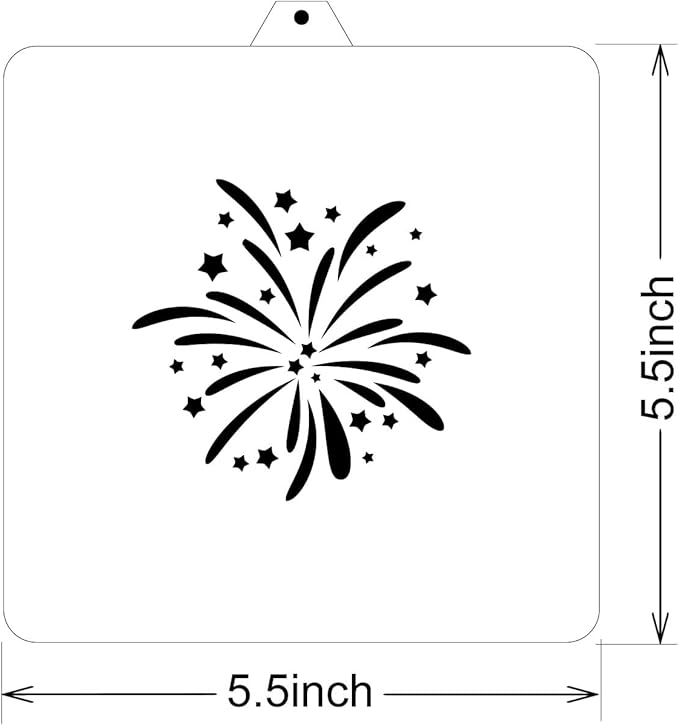 Cookie Cutter and Stencil Set Bundle Kit PYO Cookies Paint Your Own Diy Bakery Fondant Sugar Happy Birthday Wedding Baby Candle Kids Painting Coloring Pages Comb (Fireworks)