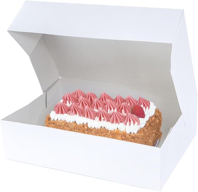 O’Creme Cake Boxes – White Bakery Boxes – 19 x 14 x 5 Inch Pastry Containers – Kraft Bakery Boxes for Holding and Displaying your Pastries - Pack of 5