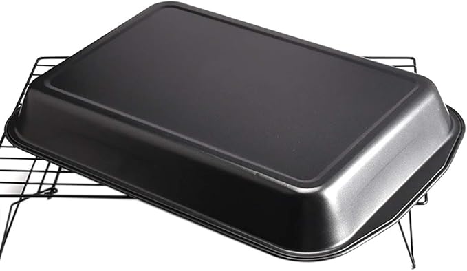 Black Large Rectangular Baking Pan Carbon Steel Non-stick Cake Mold Oven Baking Pan (Size: 16 inches long x 11 inches wide x 2 inches high)