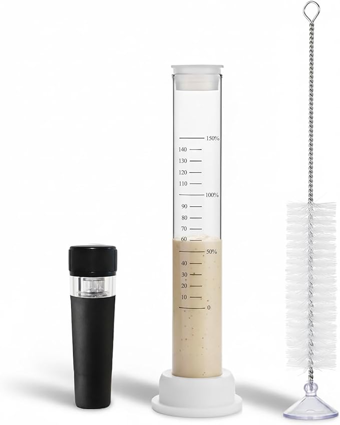 Sourdough Aliquot Jar Set, Glass Fermentation Tracker Tube with 0–150% Scale, Precision Sourdough Starter Kit for Dough Rise, Bread Proofing, Home Baking Supplies