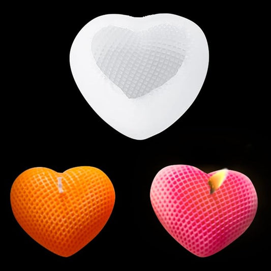 FineInno Textured Heart Candle Mold,3D Love Silicone Mould for Epoxy Resin,Handmade Soap,Plaster,Bath Bomb Decor,Aromatherapy,Clay,DIY Craft