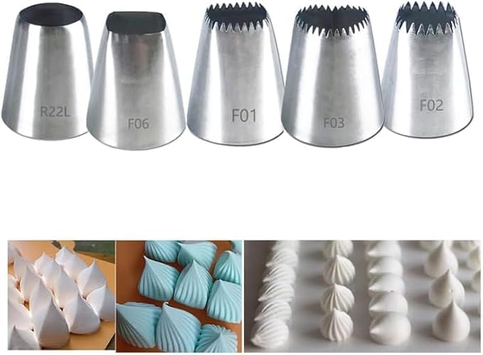 Cake Decorating Icing Tips Set, Crumb Coat Piping Tips, Professional Decorating Tools (#R22L)