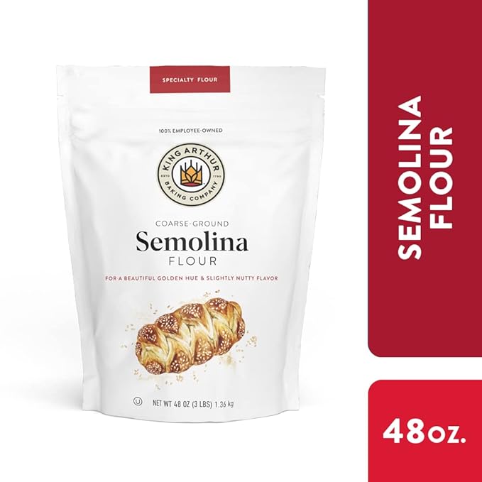 King Arthur Semolina Flour, Coarse Ground, High Protein Durum Wheat, Kosher, 3lbs,White (Pack of 2)
