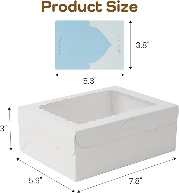 12pcs Mini Window Cookie Boxes, 8x6x3 Inches, Yellow, Collapsible, Food Grade Paper, 2.25L Capacity, Perfect for Cookies, Cake, Pastries, Muffins, Donuts, Cupcakes, Bread, Take-Out