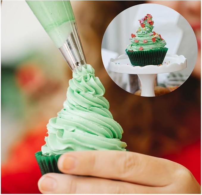Cake Decorating Kit with 24 Piping Tips, 2 Cake Decorating Mouth Brushes 2 Standard Couplers, White