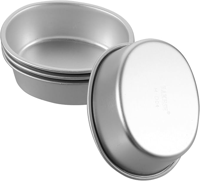 PRETYZOOM 4 Inch Mini Baking Pan: 4pcs Oval Cheesecake Mold - Nonstick Aluminum Alloy Cake Pan, Reusable Flan Baking Tin for Baby Shower, Wedding, Daily