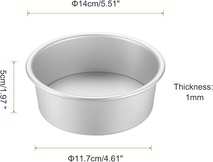 HARFINGTON 2Pcs Round Cake Pan with Removable Loose Bottom 5" Small Cheesecake Pan Anodized Aluminum Nonstick Baking Pan for Wedding Birthdays Party Event