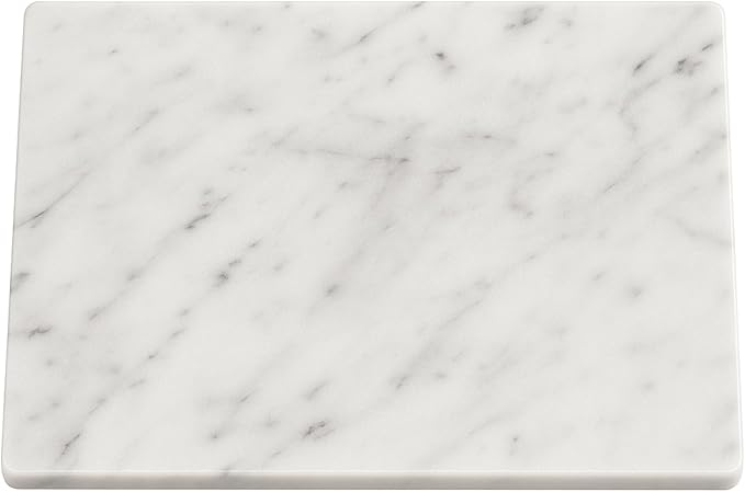 JEmarble Pastry Board 12x16 inch with Non-Slip Rubber Feets for Stability Perfect for Keep the Dough Cool and Chocolate Tempering(Premium Quality) White