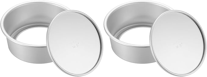 HARFINGTON 2Pcs Round Cake Pan with Removable Loose Bottom 5" Small Cheesecake Pan Anodized Aluminum Nonstick Baking Pan for Wedding Birthdays Party Event