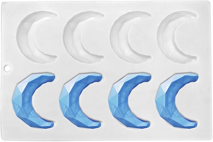 mostsom Chocolate 3D Diamond Moon Design Silicone Cake Mold Soap Moulds DIY Car Pendant Gypsum Plaster Heart Mold Handmade Candle Mold (Moon G_10.2X6.8X0.6 inch)