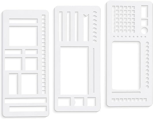 Handmade Flexible Record Template, Set of Templates for Diary Planning, 3-Pack Stencils Drafting Tools, for Diaries, Scrapbooks, DIY Handicrafts (B)