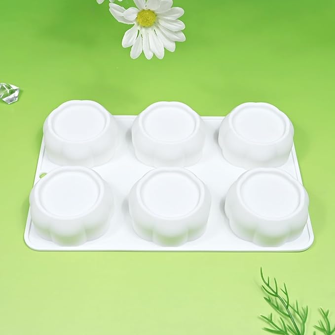 mostsom Silicone Mousse Cake Molds Cylinder Flower Border Pudding Cake Bakeware Baking Tools 3D Bread Pastry Mould DIY Birthday Wedding (H_ Flower)