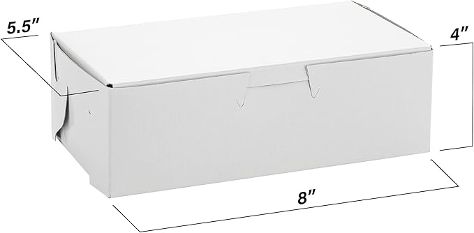 MT Products White Bakery Boxes No-Window 8" x 5.5" x 4" - Perfect Treat Boxes(Pack of 15) - Made in USA