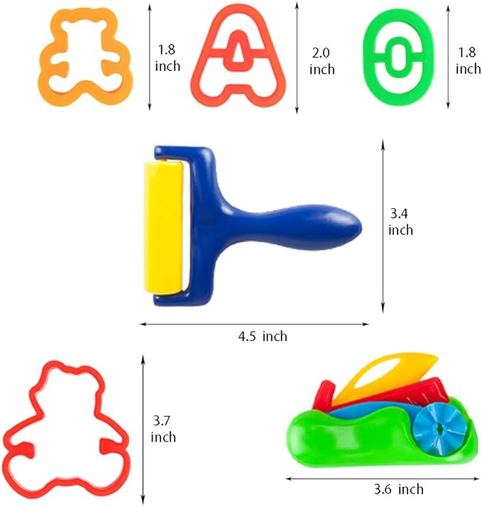 Dough Play Tools Set for Kids Letter Molds，Numeral Various Plastic Animal Molds for Creative Dough Cutting (63 Pieces)