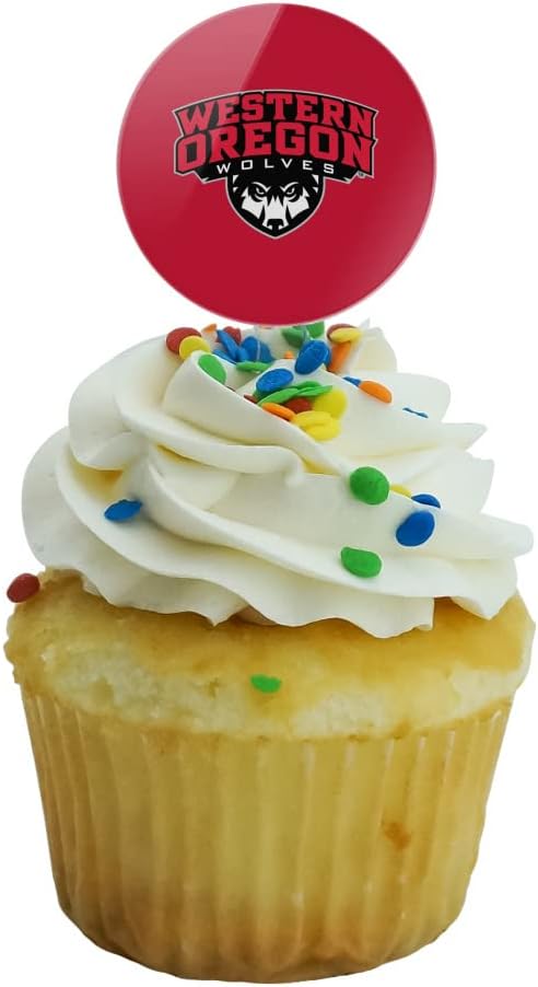 Western Oregon University Primary Logo Cupcake Picks Toppers Decoration Set of 6
