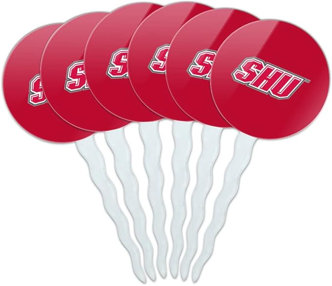 Sacred Heart University Primary Logo Cupcake Picks Toppers Decoration Set of 6