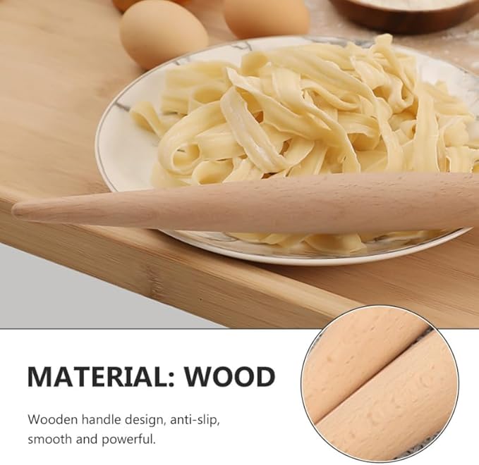 Zerodeko Chinese Dumpling Rolling Pin Wooden Rolling Stick Non-slip Handle for Home Restaurant