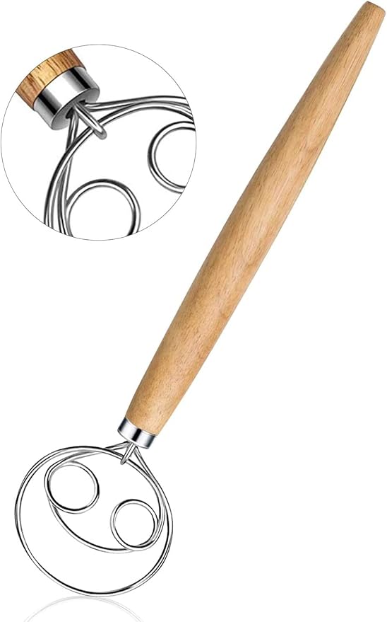 2 Pack Premium Danish Dough Whisk Set, Food-grade Dough Whisks, Danish Dough Whisks. (Wood)