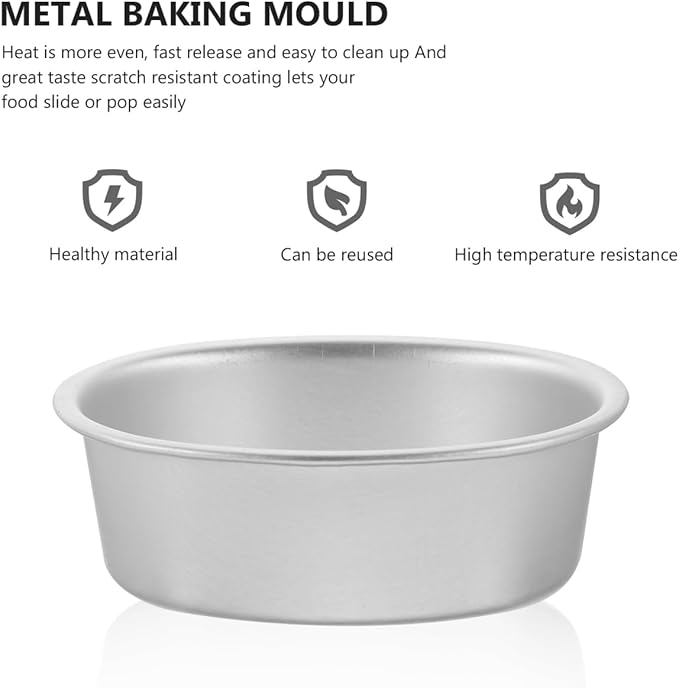 PRETYZOOM 4Pcs Oval Aluminum Alloy Cake Mold 4 Inch Nonstick Mini Baking Pans for Cheesecake Quiche Flan Bread Oven Use