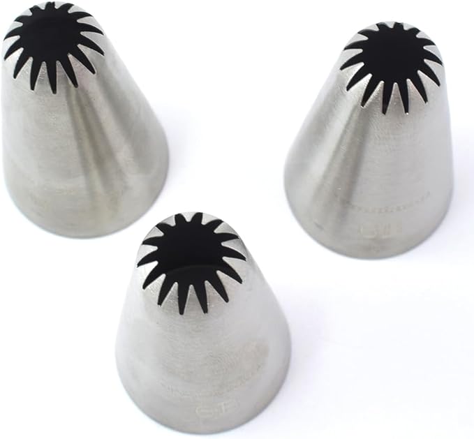 Piping Tips, 6B 3Pcs Large Icing Piping Tips Stainless Steel Seamless Set for Cupcakes Cake Decoration and Baker