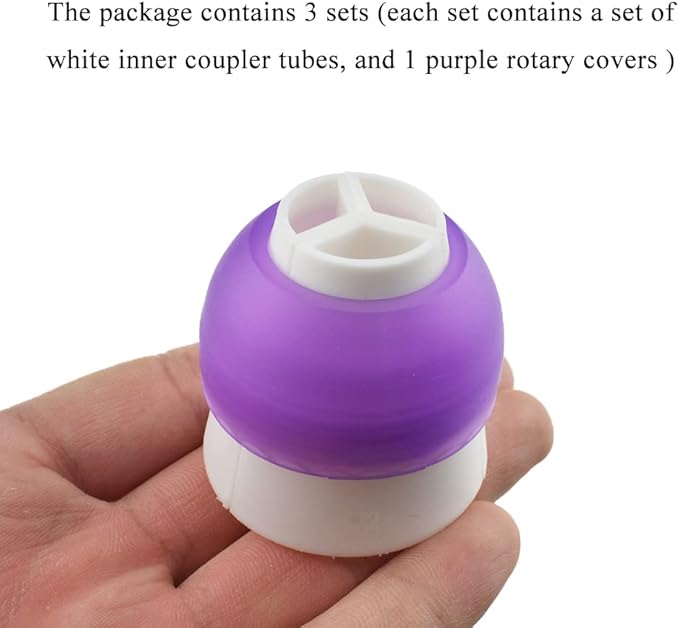 HAHIYO Plastic 3-Color Piping Bag Couplers Diameter 0.98inch/25mm Russian Piping Nozzle Converter Coupler Kit Easy to Twist for Cake Decorating Piping Tip Coupler for Icing Nozzles (3 Pieces)