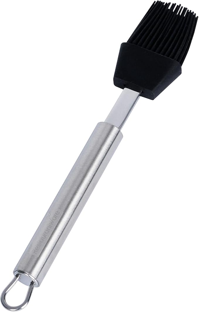 Restaurantware-German Standard Pastry Brush, 1 Heat-Tolerant Basting Brush - Dishwashable, Durable, Black Silicone With Stainless Steel Handle, For Baking, Grilling, Glazing