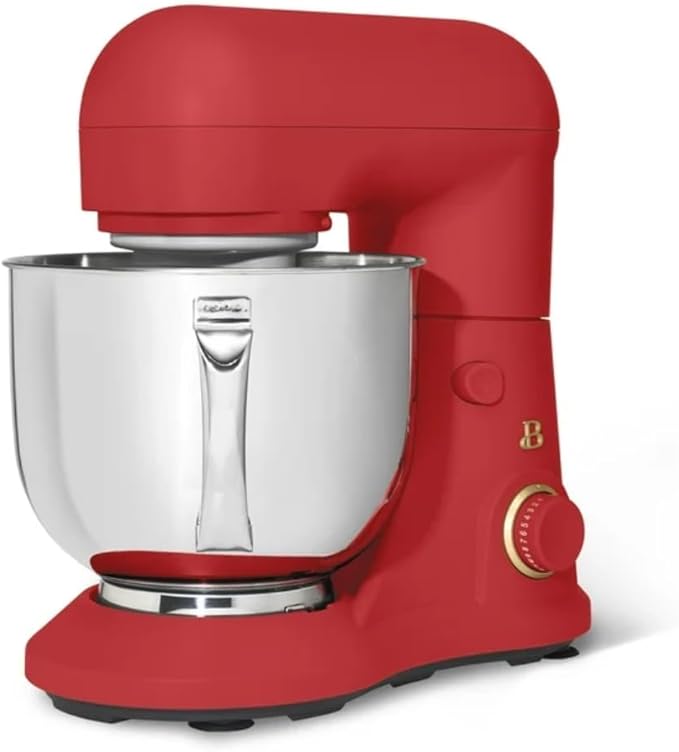Beautiful 5.3QT 300W Stand Mixer with 12 Speeds, Tilt-Head, Splash Guard & Dishwasher-Safe Accessories, Soft Matte Finish – Mixes Up to 9 Dozen Cookies (Tomato Red)