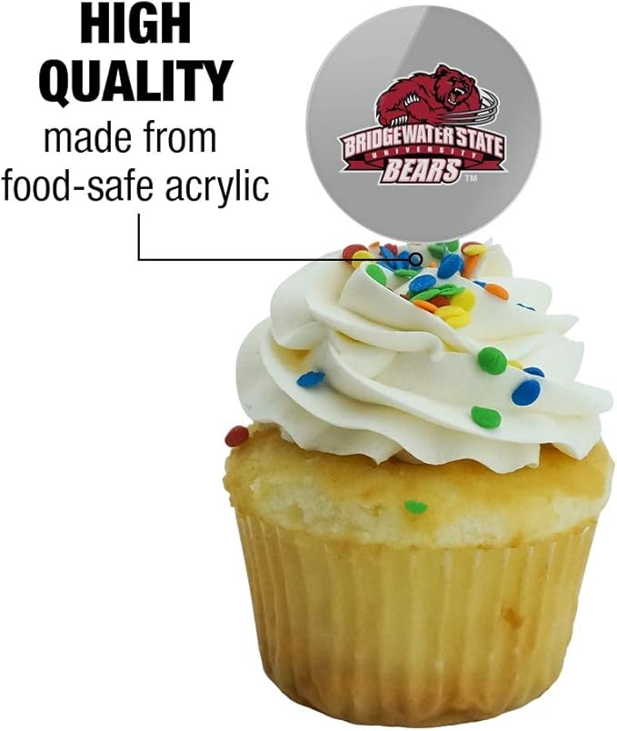 Bridgewater State Bears Logo Cupcake Picks Toppers Decoration Set of 6