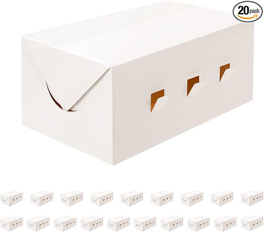 20 Rectangle Take Out Food Containers, 7x4x3 Inches, White Cardboard Lunch Boxes, Catering Boxes, Take Out Boxes-Fast Top, Paper Food To Go Boxes