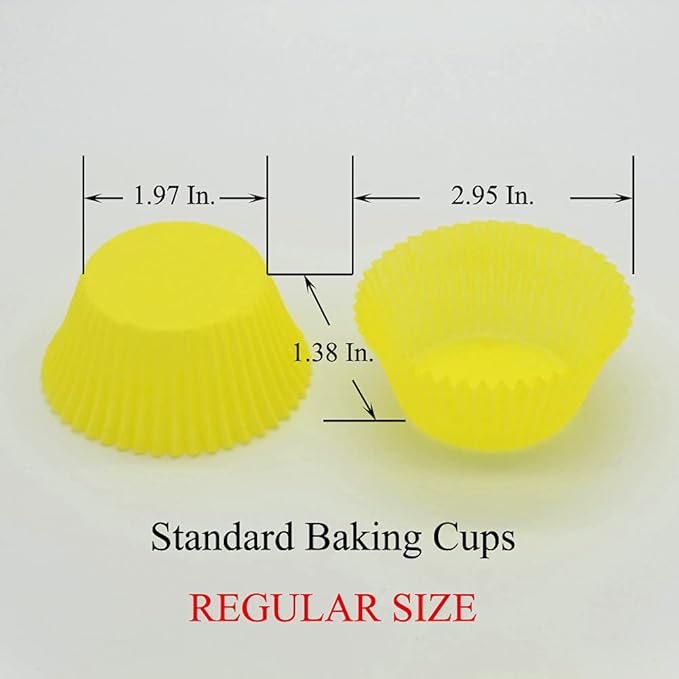 Yellow Cupcake Liners Greaseproof Paper Standard Baking Cups for Party and More, 150-Count
