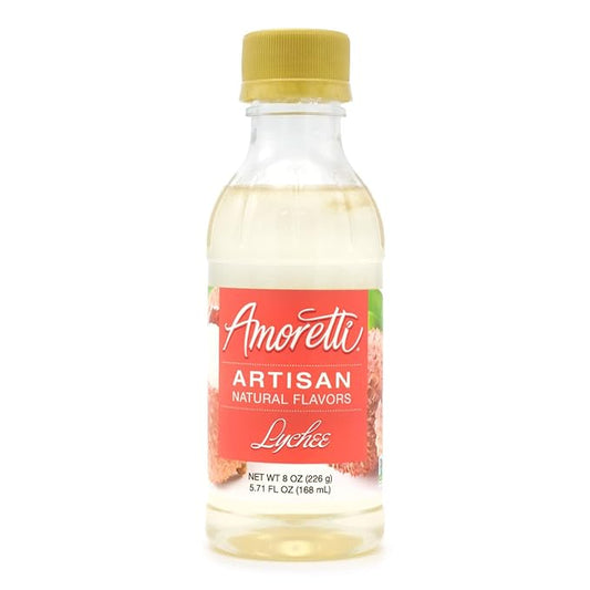 Amoretti - Natural Lychee Artisan Flavor Paste, 8 oz, Perfect For Ice Cream, Beverages, Cakes, and more, Preservative Free, Vegan, Gluten Free, No Artificial Sweeteners, Highly Concentrated