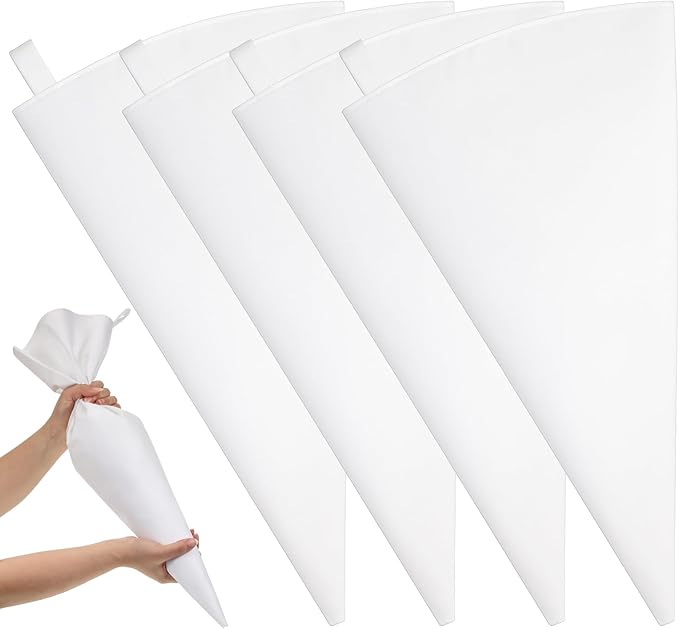 4 Pcs Piping Pastry Bags, Reusable 24 Inch Cake Decorating Bags Non-Slip Extra Thick Durable Cake Decorating Bag for Icing Cakes Cookies Baking Decoration Supplies