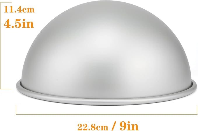 9 Inches Dome Cake Pan, Football Pan, Half Ball Cake Mold,Kids DIY 3D Soccer Birthday Cake Pan, Aluminum Alloy Cake Molds Nonstick Baking Tools