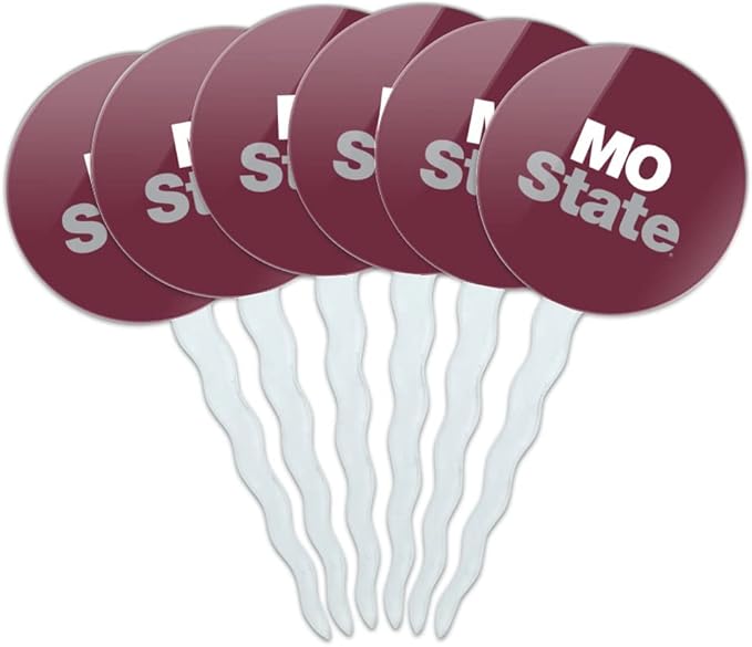 Missouri State University Primary Logo Cupcake Picks Toppers Decoration Set of 6