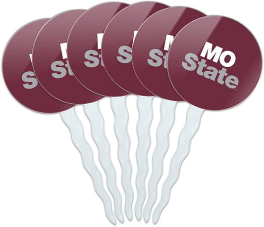 Missouri State University Primary Logo Cupcake Picks Toppers Decoration Set of 6