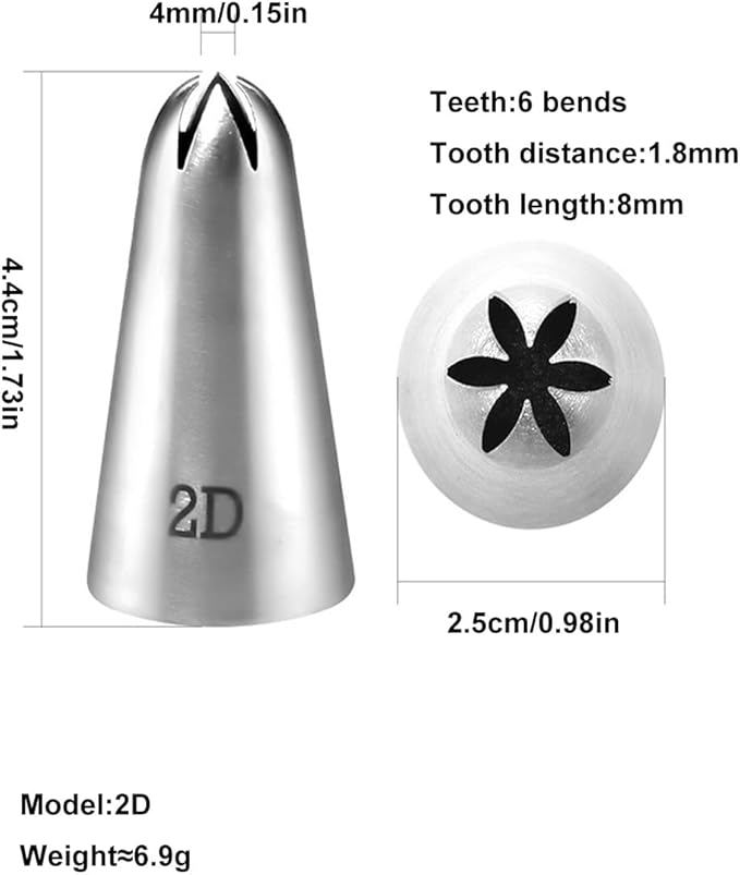 4pcs 2D Cake Piping Tips, Cake Decorating Kit,Stainless Steel, Piping Bags And Tips Set,Frosting Piping Kit,for Cookie Cup cake