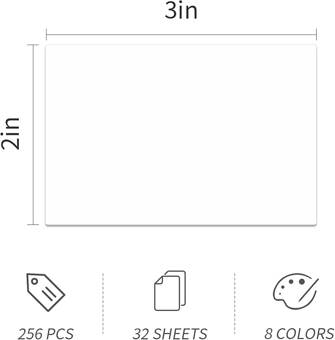Ououstate Removable Colored Labels Stickers 3" x 2" Moving Stickers Labels for Storage Bins to Write on 8 Large Price Tote Stickers for Small Business - 256 Pack
