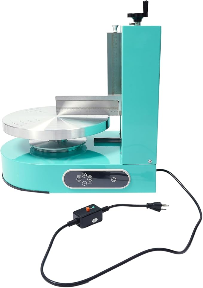 LOYALHEARTDY 200W Cake Dough Machine, Cake Turntable with LCD Touch Screen, Cake Icing Machine7.9 inch Lifting Knife 4-12 Inch Cake Turntable, Commercial Cake Decorating Machine,Green