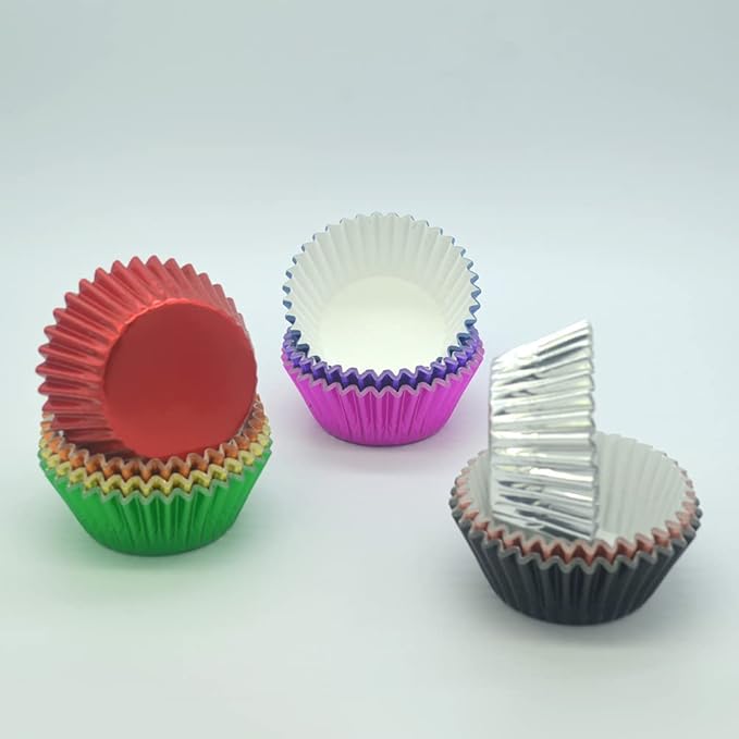 10 Bright Colors Foil Cupcake Liners Standard Paper Baking Cups for Party, 200-Count