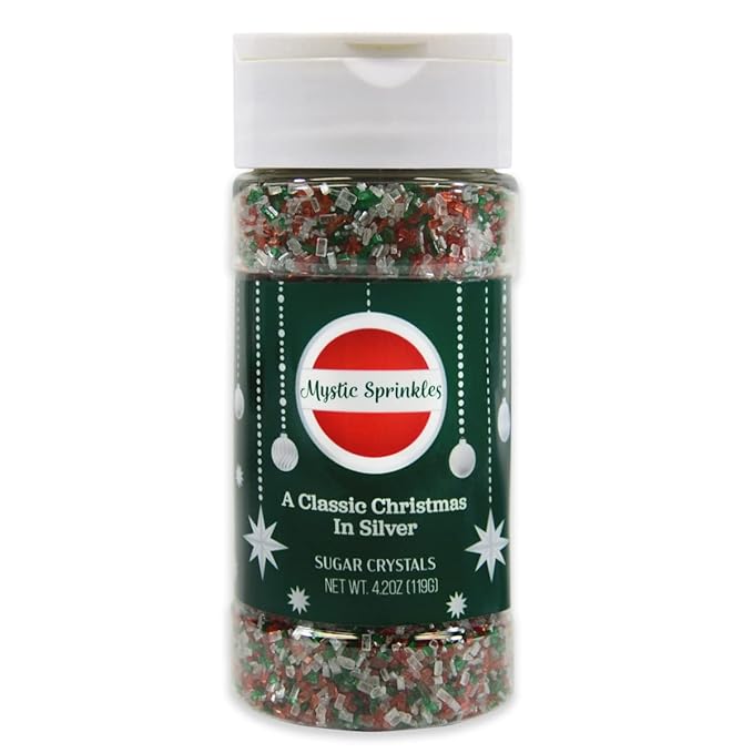 Mystic Sprinkles Christmas Holiday Sprinkle Mixes (A Classic Christmas In Silver Sugar Crystals 4.2oz)