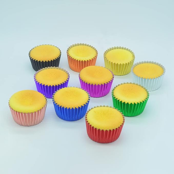 10 Bright Colors Foil Cupcake Liners Standard Paper Baking Cups for Party, 200-Count