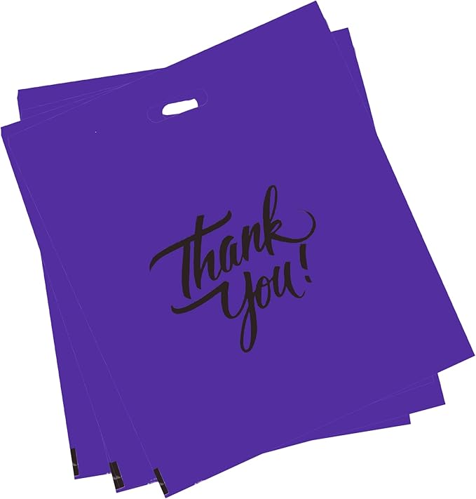 Infinite Pack Thank You Merchandise Bags, Die Cut Handles, Retail Shopping Bags for Boutique - Choose Color & Size