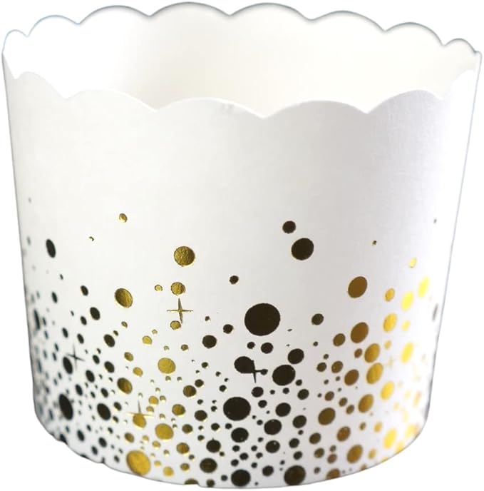 50-Pack Paper Baking Cups, Greaseproof Disposable Cupcake Muffin Liners (Large, Gold Confetti