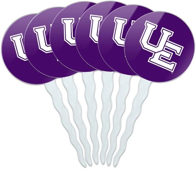 University of Evansville Primary Logo Cupcake Picks Toppers Decoration Set of 6