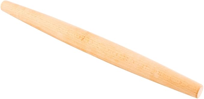 Restaurantware Pastry Tek 15 Inch French Rolling Pin 1 Tapered Rolling Pin For Baking - Solid Professional Grade Natural Beechwood Dough Roller For Fondant Pizza Dough Cookies And More