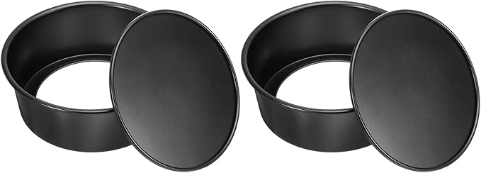HARFINGTON 2Pcs Round Cake Pan with Removable Loose Bottom 8" Small Cheesecake Pan Nonstick Coating Aluminum Baking Pan for Wedding Birthdays Party Event, Black