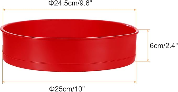 HARFINGTON 3 Pcs Round Cake Pans 10" Nonstick Quick Release Silicone Cake Mould Bakeware Tools for Baking Cupcakes Bread Pizza, Red