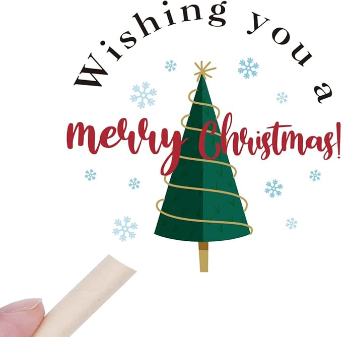 Wailozco 240 PCS Wishing You A Merry Christmas Stickers,Cute Small Business Envelopes Stickers for Packages/Handmade Goods/Bags ,Christmas Theme Shop Seals