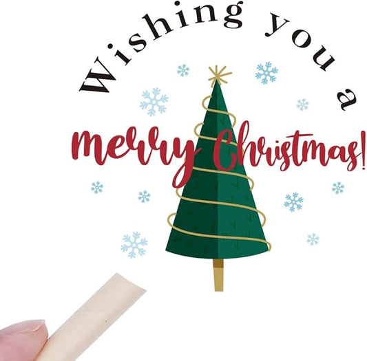 Wailozco 240 PCS Wishing You A Merry Christmas Stickers,Cute Small Business Envelopes Stickers for Packages/Handmade Goods/Bags ,Christmas Theme Shop Seals